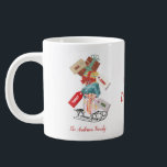Grande Tasse Red Green Family Winter Sleigh Modern Christmas<br><div class="desc">Détendez-vous sur la neige en portant des cadeaux de Noël avec le nom de chacun. Personnalisez-le !</div>
