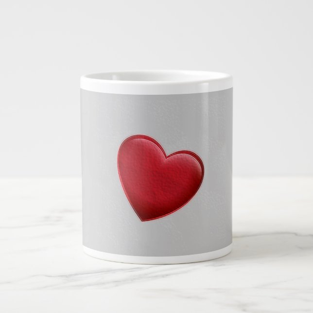 Grande Tasse Red Heart Grey Mariage d'amour tendance (Devant)