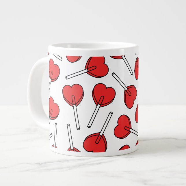 Grande Tasse Red Lollipops, Heart Lollipops, Lollipop Pattern (Devant gauche)