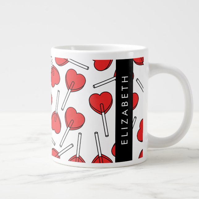 Grande Tasse Red Lollipops, Heart Lollipops, Lolly, Your Name (Droite)