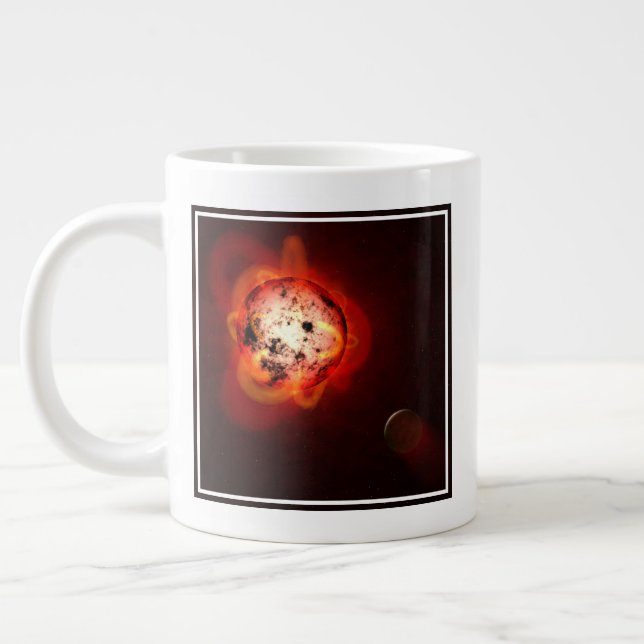 Grande Tasse Red Nwarf Star Orbité Par Une Hypothétique Exoplan (Gauche)