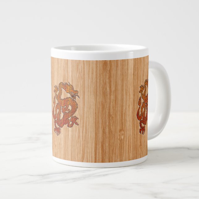 Grande Tasse Red Oriental Dragon on Bamboo style (Devant droit)