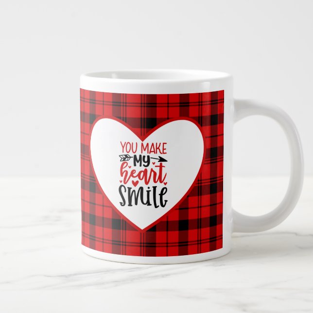 Grande Tasse Red Plaid Vous Faites Sourire Mon Coeur (Droite)