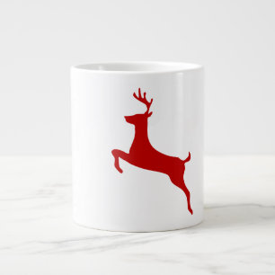 Grande Tasse Reindeer Jump Noël Rouge Silhouette à deux tons Co