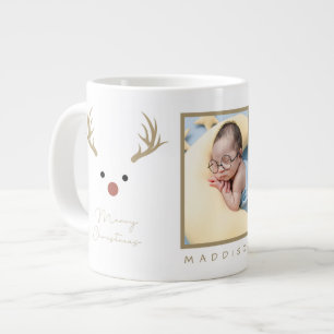 Grande Tasse Reindeer Photo Personnalisée Et Nom Christmas Gia