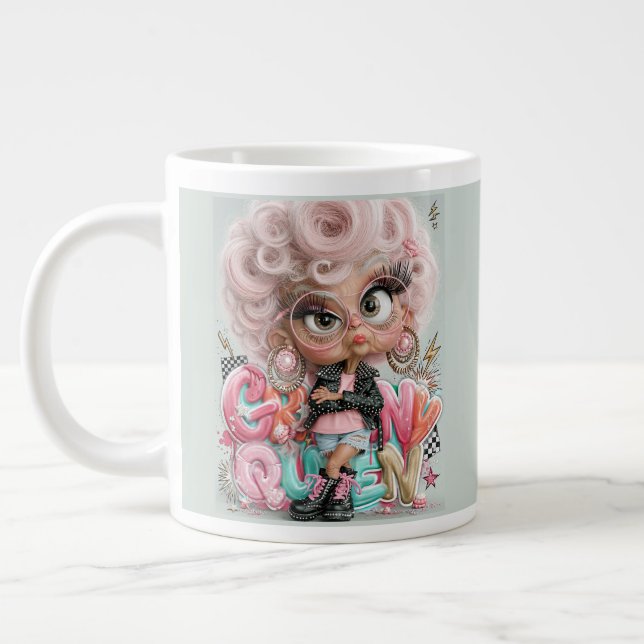 Grande Tasse Reine Grincheuse Punk Rose (Gauche)