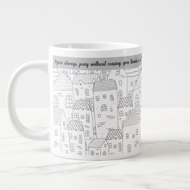 Grande Tasse Réjouissez-vous toujours Black White Village 20 oz (Gauche)