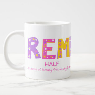 Grande Tasse Remi Girls nom signifiant étoiles de fleurs violet