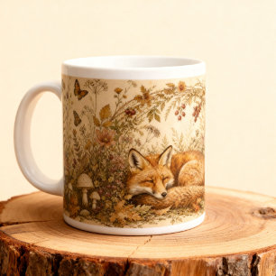 Grande Tasse Renard endormi vintage cottagecore animal de la fo