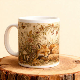 Grande Tasse Renard endormi vintage cottagecore animal de la fo