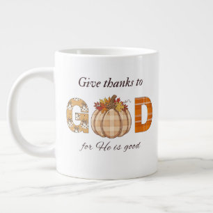Grande Tasse Rendez grâce à Dieu Art de citrouille d'automne