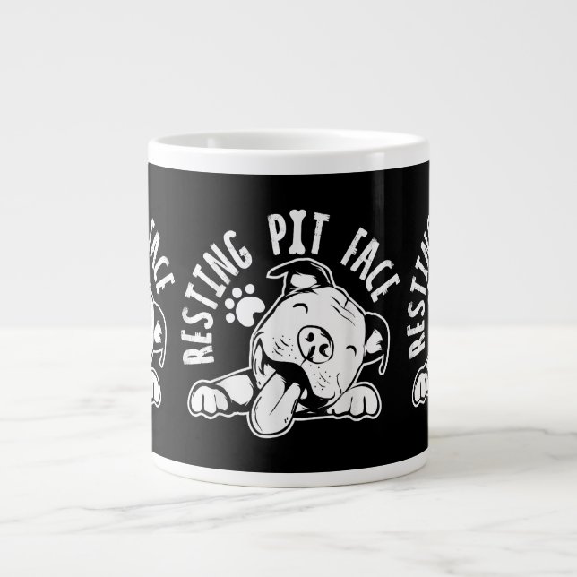 Grande Tasse Repose Pit Face Drôle Chien Pitbull Mème (Devant)