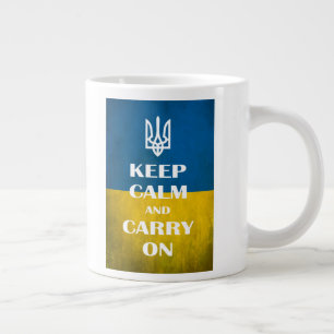 Grande Tasse Restez calme et continuez votre trident emblème uk