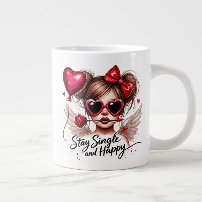 Grande Tasse Restez célibataire et heureux (Droite)