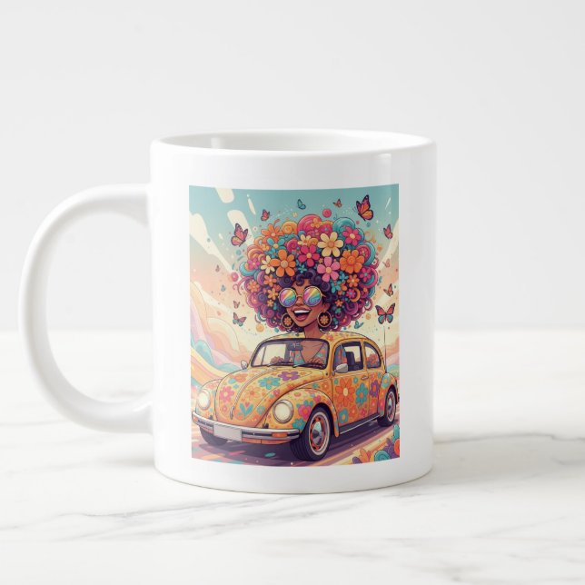 Grande Tasse Retro 70s Groovy Flower Power (Gauche)