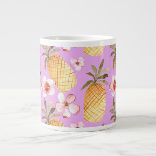 Grande Tasse Retro ananas tropical imprimé sur arrière - plan l