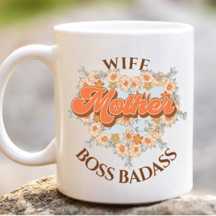 Grande Tasse Retro Funny Femme mère Boss Badass Fête des mères
