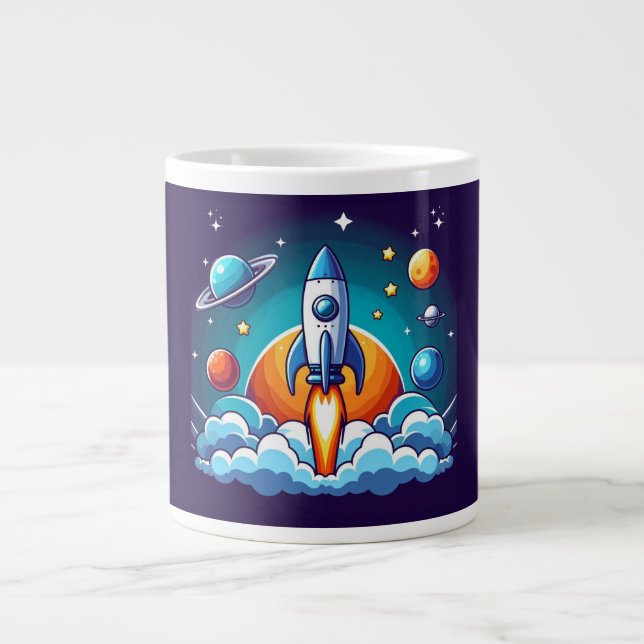 Grande Tasse Retro, fusée spatiale (Devant)