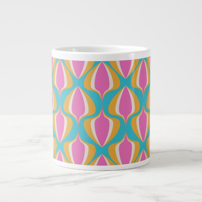 Grande Tasse Retro Ogee  Bleu Orange Rose (Devant)