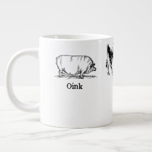 Grande Tasse Retro Oink Moo Cluck Pig Cow poulet