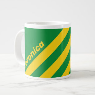 Grande Tasse Rétro Palmier Tropical Trois Bandes avec Nom