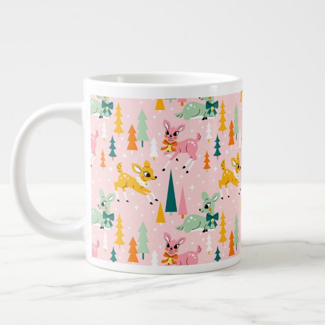 Grande Tasse Retro Reindeer Wonderland Motif de vacances (Gauche)