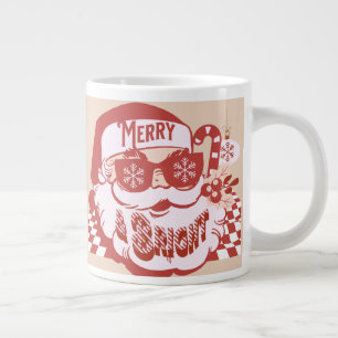 Grande Tasse Retro Santa Joyeux Noël Rose Rouge