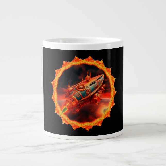 Grande Tasse Retro Steampunk Moon Rocket (Devant)