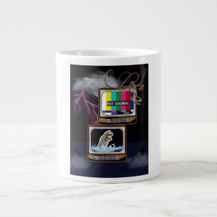 Grande Tasse Retro TV No Signal Ocean Storm Surreal Art