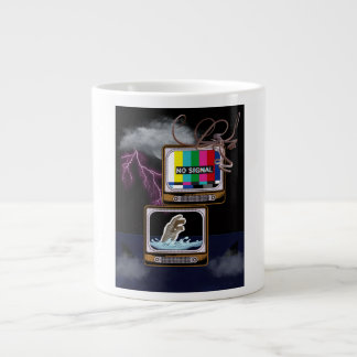 Grande Tasse Retro TV No Signal Ocean Storm Surreal Art
