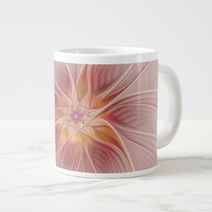 Grande Tasse Rêve floral rose doux Fleur d'art fractal Abstrait