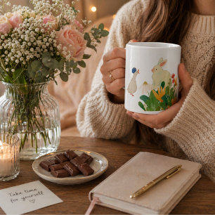 Grande Tasse Ribbat et canard font une conversation & fleur,