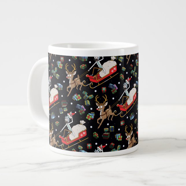 Grande Tasse Rick et Morty | Christmas Reindeer Sleigh Motif (Devant gauche)