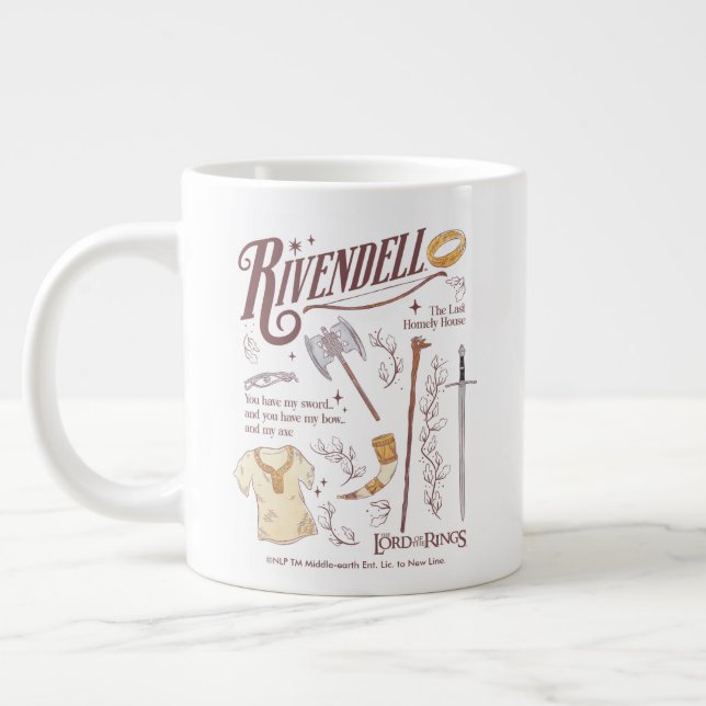 Grande Tasse RIVENDELL™ Collage Aquarelle Graphique (Gauche)