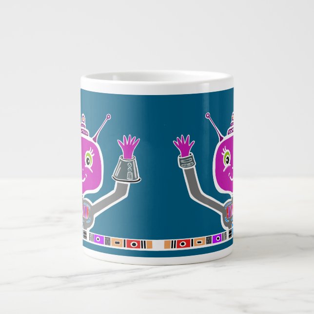 Grande Tasse Robot Extraterrestre Joyeux (Devant)