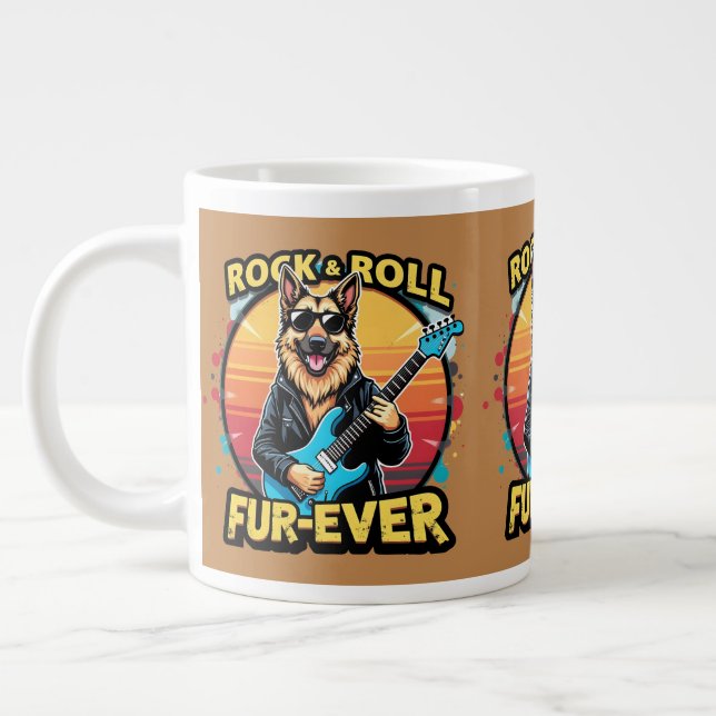 Grande Tasse Rock and Roll German Shepherd'Art Retro Sunset (Gauche)