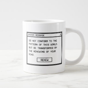 Grande Tasse Romains 12:2 Fenêtre d'alerte informatique noir et
