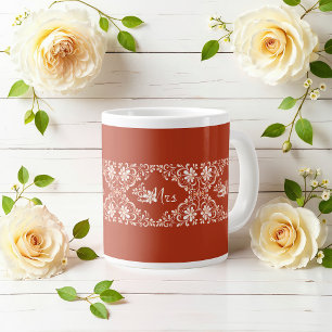 Grande Tasse Romantique Shabby Chic rouille rouille Mme Mariage