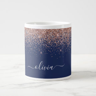 Grande Tasse Rose bleu marine Gold Blush Pink Parties scintilla