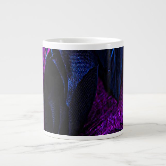 Grande Tasse Rose éffrayant en matière noire, araignées noires (Devant)