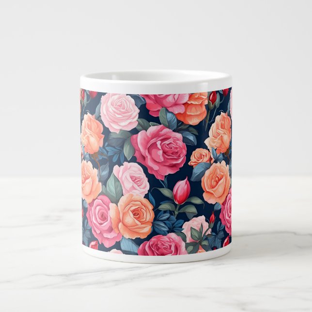 Grande Tasse Rose Fleurs fleurir Motif (Devant)