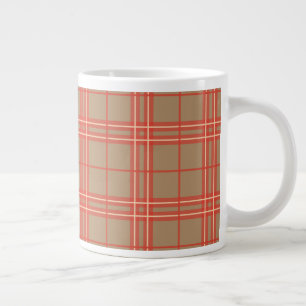 Grande Tasse Rose, Pêche et Brown Plaid
