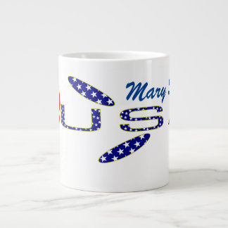 Grande Tasse Rose USA Drapeau bleu Personnalisé