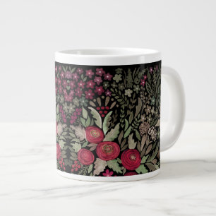 Grande Tasse Roses aquarelle sur fond noir, aquarelle