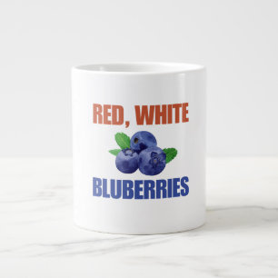 Grande Tasse Rouge, blanc et bleuets
