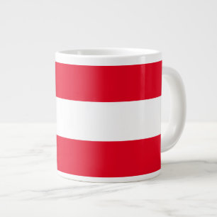 Grande Tasse Rouge Clair Blanc Large Bande Nautique