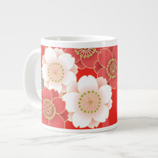 Grande Tasse Rouge et blanc Sakura Japonais Kimono