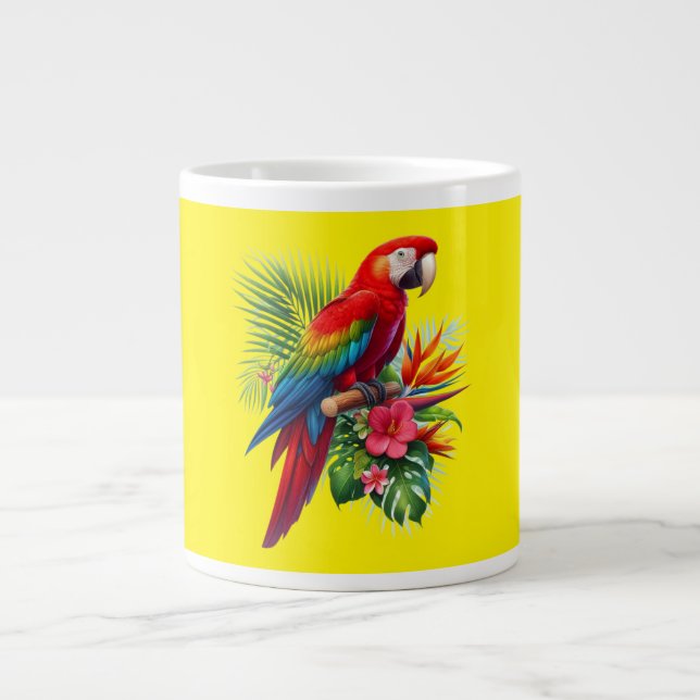 Grande Tasse Rouge macaw tropical floral (Devant)