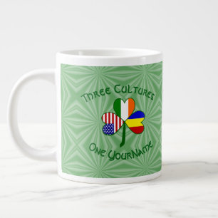 Grande Tasse Roumanie Irlande États-Unis Trèfle Drapeau Personn