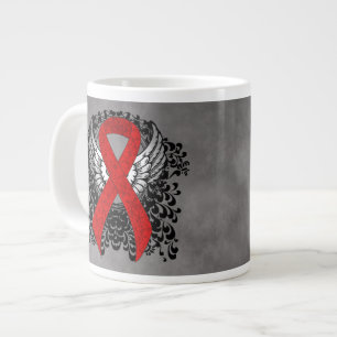 Grande Tasse Ruban de sensibilisation rouge avec ailes